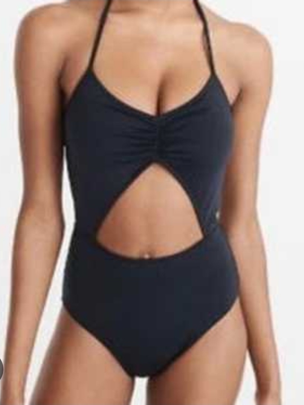 NWOT Abercrombie Womens Size Medium Cutout One Piece Swimsuit Navy Blue
